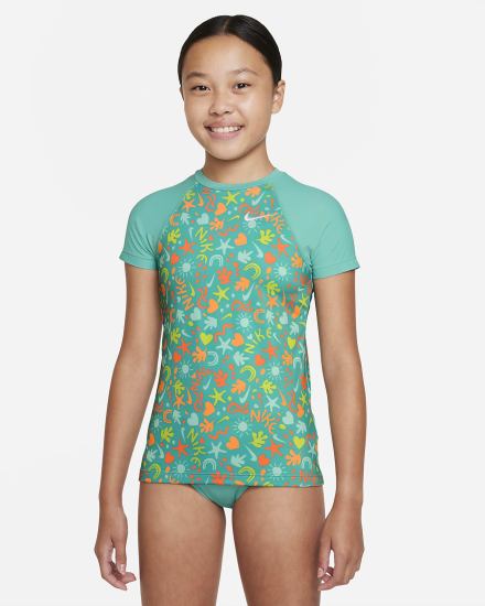Trajes De Baño Nike Fun Forest Kids Short Sleeve Top Bikini Set Niña Turquesa | LUFDP-7542