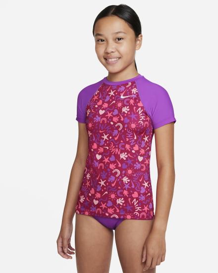 Trajes De Baño Nike Fun Forest Kids Short Sleeve Top Bikini Set Niña Rosas | QLESX-5716