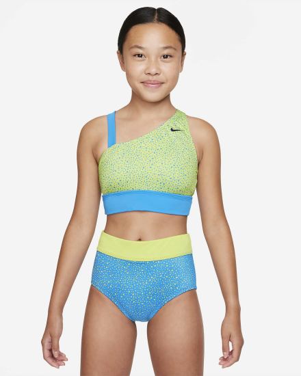 Trajes De Baño Nike Water Dots Kids Asymmetrical Top & High Waist Bikini Set Niña Azules | WKLTC-8367