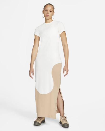 Vestido Nike Sportswear Color Clash Maxi Mujer Blancas Beige | NFWYV-6492