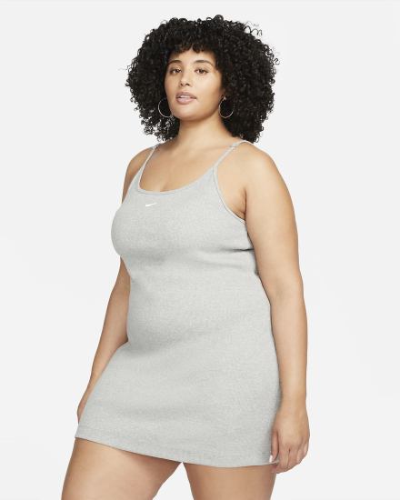 Vestido Nike Sportswear Essential Acanalado (Plus Size) Mujer Gris Oscuro Blancas | FNZUM-2765