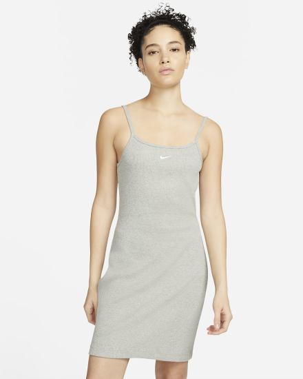 Vestido Nike Sportswear Essential Acanalado (Plus Size) Mujer Gris Oscuro Blancas | XSEUH-3814
