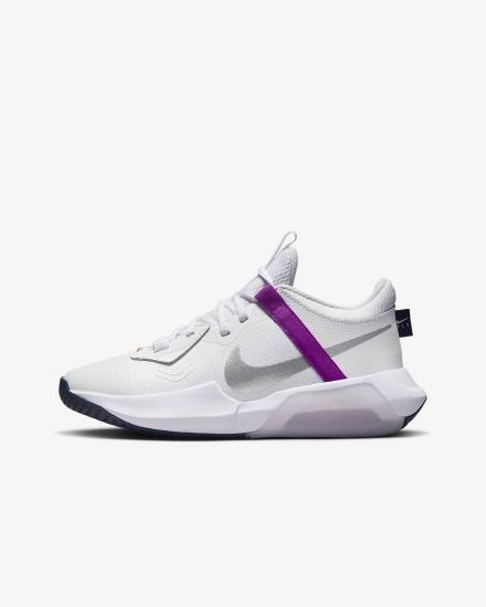 Zapatillas Baloncesto Nike Air Zoom Crossover Kids Niña Blancas Moradas Metal Plateadas | HTDMP-0642