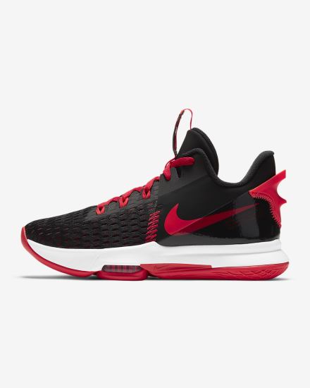 Zapatillas Baloncesto Nike LeBron Witness 5 Hombre Negras Rojas Blancas | XVQPU-3274