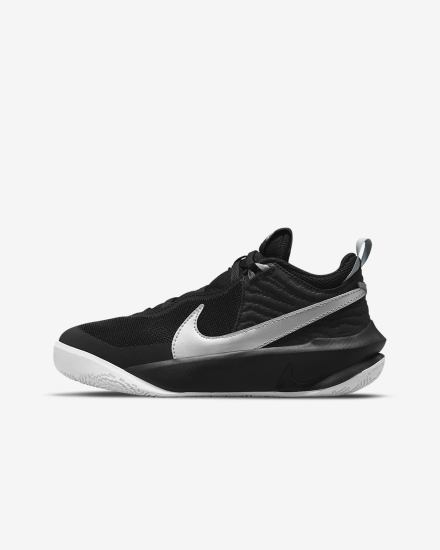 Zapatillas Baloncesto Nike Team Hustle D 10 Kids Niña Negras Blancas Metal Plateadas | RPUSB-6123