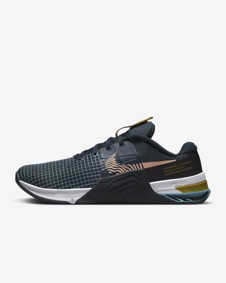 Zapatillas Deportivos Nike Metcon 8 Hombre Azul Marino Obsidian Naranjas | EPRHG-3824
