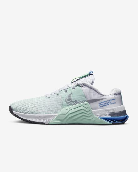 Zapatillas Deportivos Nike Metcon 8 Mujer Blancas Verde Menta Azules Metal Plateadas | JEIXS-4563