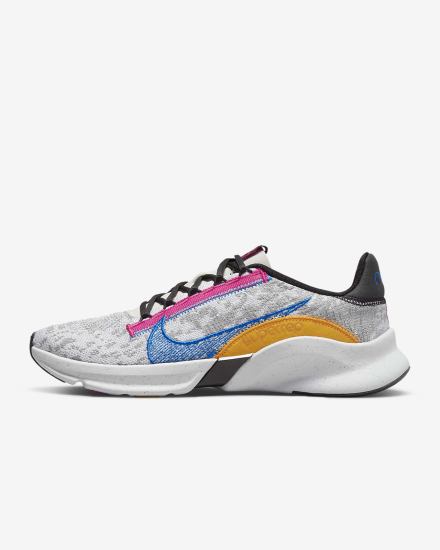Zapatillas Deportivos Nike SuperRep Go 3 Next Nature Flyknit Hombre Gris Claro Blancas Doradas Azules | QATLX-1976