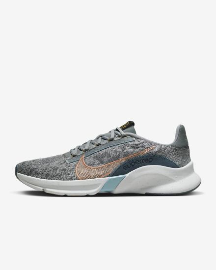 Zapatillas Deportivos Nike SuperRep Go 3 Next Nature Flyknit Hombre Gris Azul Marino Naranjas | YPKZS-9301