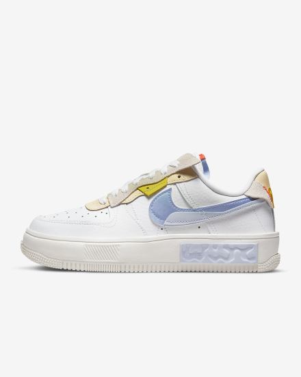 Zapatillas Nike Air Force 1 Fontanka Mujer Blancas Limón Azules Claro | ANURJ-4625