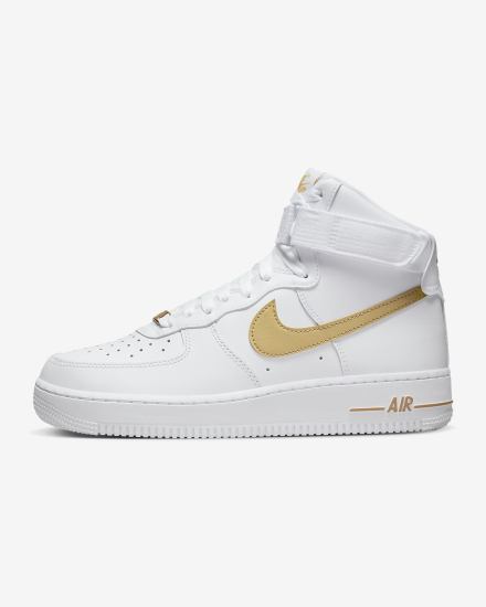 Zapatillas Nike Air Force 1 High Mujer Blancas Metal Doradas | EJAYX-1804