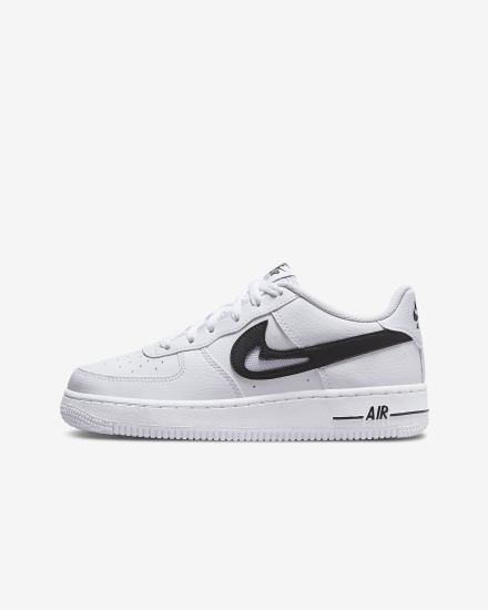 Zapatillas Nike Air Force 1 Kids Niña Blancas Negras | OWLUF-0234