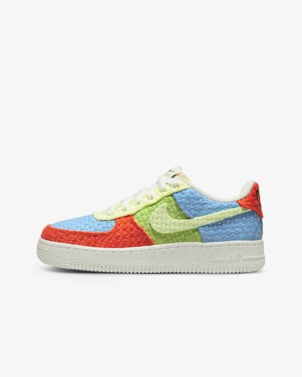 Zapatillas Nike Air Force 1 LV8 Next Nature Kids Niña Azules Verde Naranjas | BDISX-7894