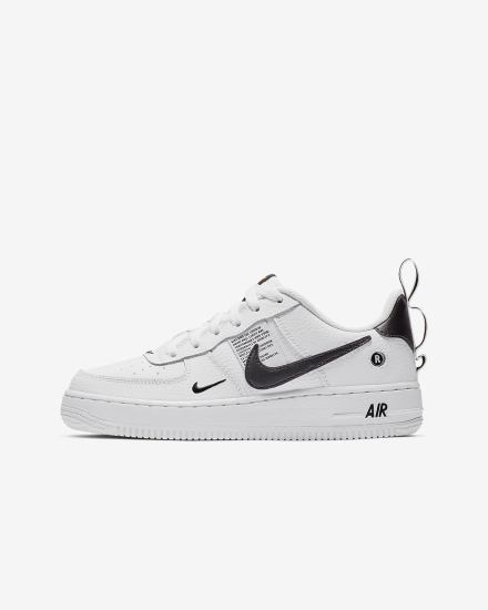 Zapatillas Nike Air Force 1 LV8 Utility Kids Niña Blancas Negras Amarillo Blancas | XMTGC-7243
