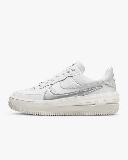 Zapatillas Nike Air Force 1 PLT.AF.ORM Mujer Blancas Gris Metal Plateadas | BCLKU-3648