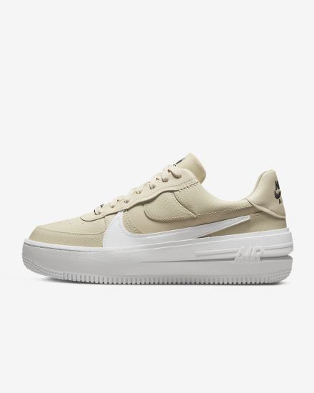 Zapatillas Nike Air Force 1 PLT.AF.ORM Mujer Kaki Blancas Negras | RNUTM-9132