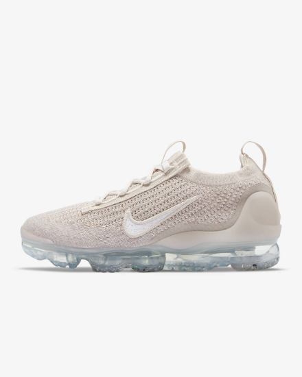 Zapatillas Nike Air VaporMax 2021 Flyknit Mujer Beige Metal Plateadas Blancas | BULZV-3916