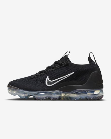 Zapatillas Nike Air VaporMax 2021 Flyknit Mujer Negras Metal Plateadas Blancas | OEQSX-6823