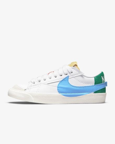 Zapatillas Nike Blazer Low '77 Jumbo Mujer Blancas Azules Doradas | ZEGJX-3981