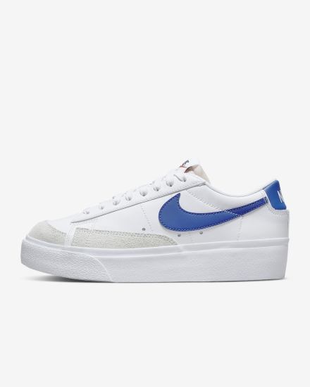 Zapatillas Nike Blazer Low Platform Mujer Blancas Naranjas Azul Real | MIHUJ-5830
