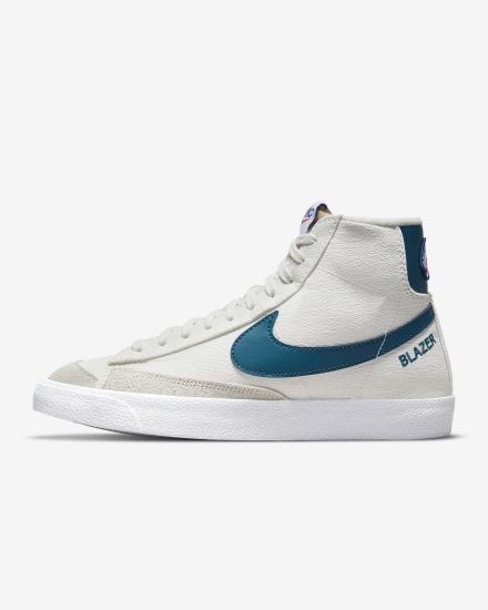 Zapatillas Nike Blazer Mid '77 Mujer Blancas Azul Real | BIXDH-1604