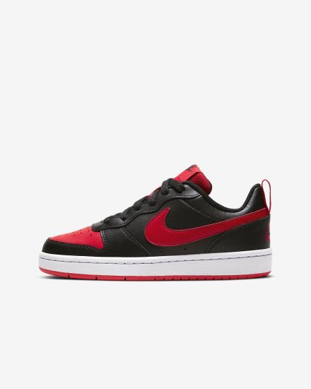 Zapatillas Nike Court Borough Low 2 Kids Niña Negras Blancas Rojas | RBIFW-6185