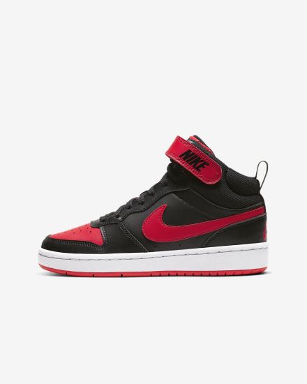 Zapatillas Nike Court Borough Mid 2 Kids Niño Negras Blancas Rojas | MIOXZ-3516