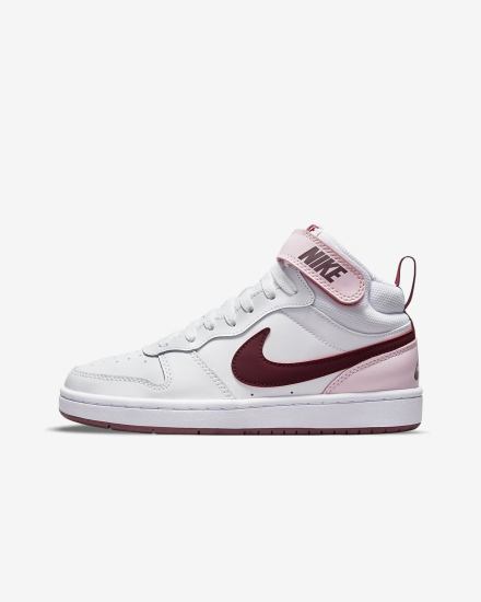 Zapatillas Nike Court Borough Mid 2 Kids Niño Blancas Rosas Verde Menta | NZOXD-4062