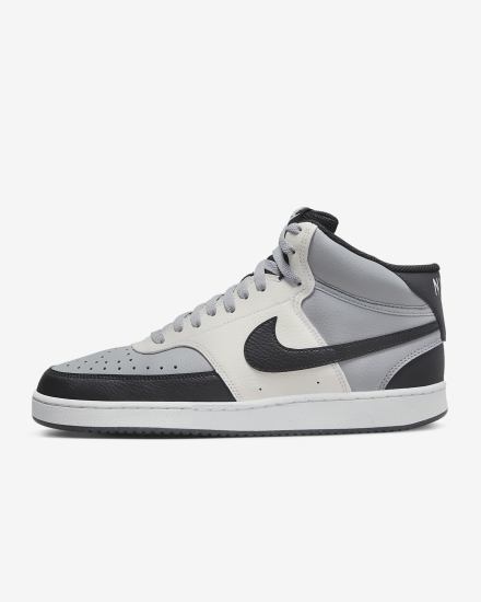 Zapatillas Nike Court Vision Mid Next Nature Hombre Gris Claro Negras | IGRNY-8413
