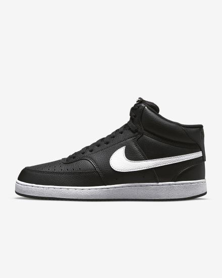 Zapatillas Nike Court Vision Mid Next Nature Hombre Negras Blancas | PRICF-3482