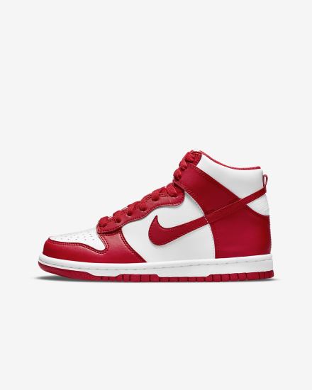 Zapatillas Nike Dunk High Kids Niña Blancas Rojas | GRDBC-4789
