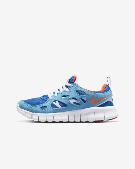 Zapatillas Nike Free Run 2 Kids Niña Azules Azul Real Blancas Naranjas | NAVZC-3784