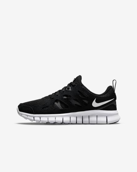 Zapatillas Nike Free Run 2 Kids Niña Negras Gris Oscuro Blancas | GAMDF-2587
