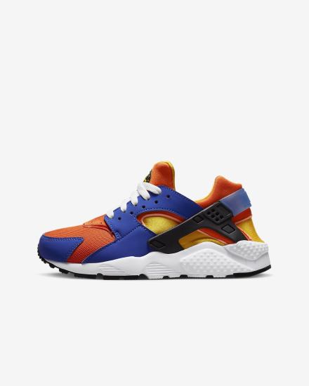 Zapatillas Nike Huarache Run Kids Niña Azul Real Naranjas Negras Amarillo | GACZL-1046