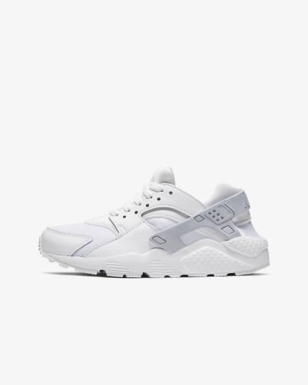 Zapatillas Nike Huarache Run Kids Niña Blancas Plateadas Blancas | DUBPF-8351