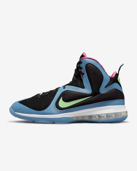 Zapatillas Nike LeBron IX Hombre Negras Azules Rojas Verde Claro | SRXWB-7392