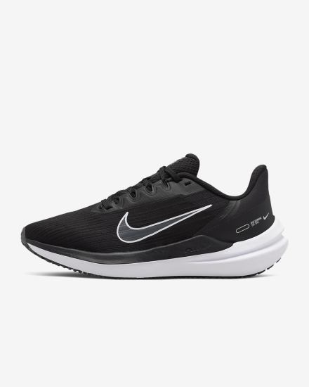 Zapatillas Running Nike Air Winflo 9 Premium Road Mujer Negras Gris Oscuro Plateadas Blancas | XQABG-1564