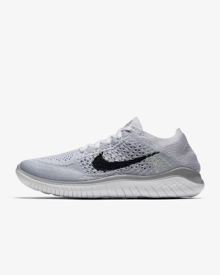 Zapatillas Running Nike Free RN Flyknit 2018 Mujer Blancas Plateadas Negras | QFJNO-1457