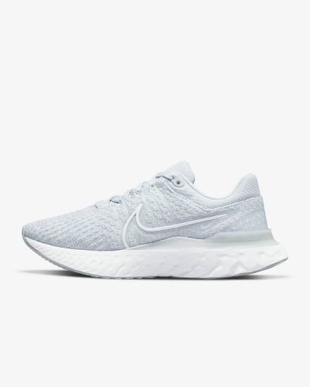 Zapatillas Running Nike React Infinity Run Flyknit 3 Road Mujer Plateadas Blancas | CKUNF-6380