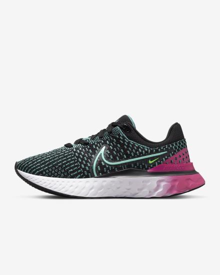 Zapatillas Running Nike React Infinity Run Flyknit 3 Road Mujer Negras Rosas Turquesa | UWLMC-8654
