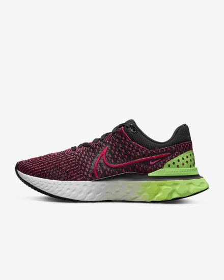 Zapatillas Running Nike React Infinity Run Flyknit 3 Road Hombre Negras Verde Rojas | YLBCU-0859
