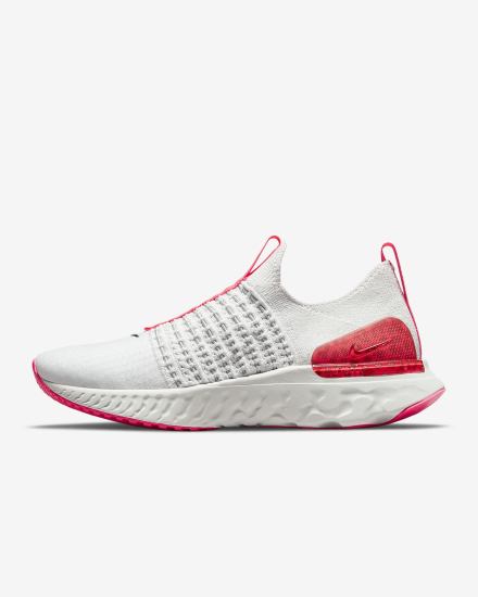 Zapatillas Running Nike React Phantom Run Flyknit 2 Road Mujer Plateadas Rosas Rojas Negras | HCXIM-7213