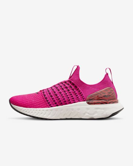 Zapatillas Running Nike React Phantom Run Flyknit 2 Road Mujer Rosas Rojas Negras | TBVIF-7901