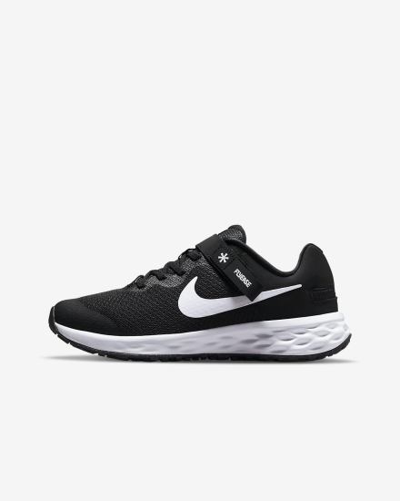 Zapatillas Running Nike Revolution 6 FlyEase Kids Easy On/Off Road Niña Negras Gris Oscuro Blancas | ZBHUT-3682