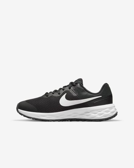 Zapatillas Running Nike Revolution 6 Kids Road Niño Negras Gris Oscuro Blancas | BMKWQ-2047
