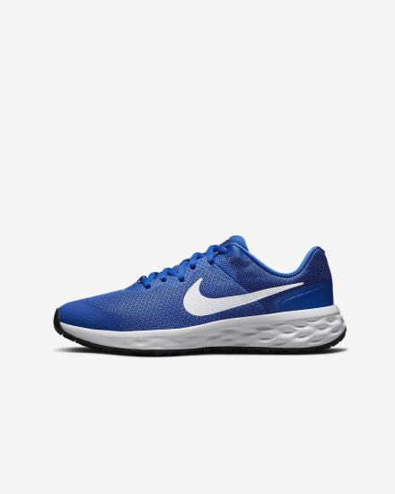 Zapatillas Running Nike Revolution 6 Kids Road Niña Azul Real Negras Blancas | HTZAM-4653