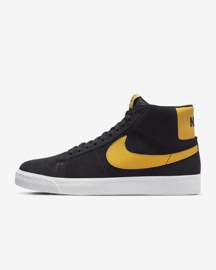 Zapatillas Skate Nike SB Zoom Blazer Mid Hombre Negras Blancas Doradas | XBUFD-6850